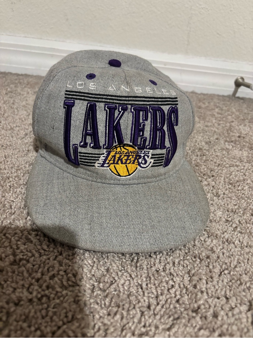 NBA Los Angeles Lakers Gray and Purple Embroidered Snapback